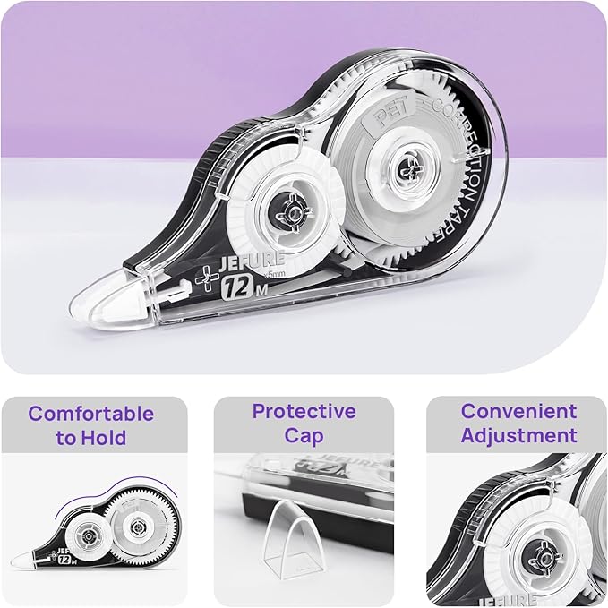 4 Pcs Correction Tape, 39.37 Ft White Wrong Out Tear-Resistant Bulk, Instant Corrections Easy to Use Applicator for School, Office, Note Taking, Journal (Tape Width 0.2 in,Clear)