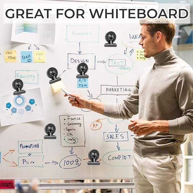 48 Pack Magnetic Clips, Refrigerator Magnets Fridge Magnets, Black Magnet Clips for Whiteboard, Clip Magnets for Photo Displays, Home, Office,Classroom-DeskLoop Office