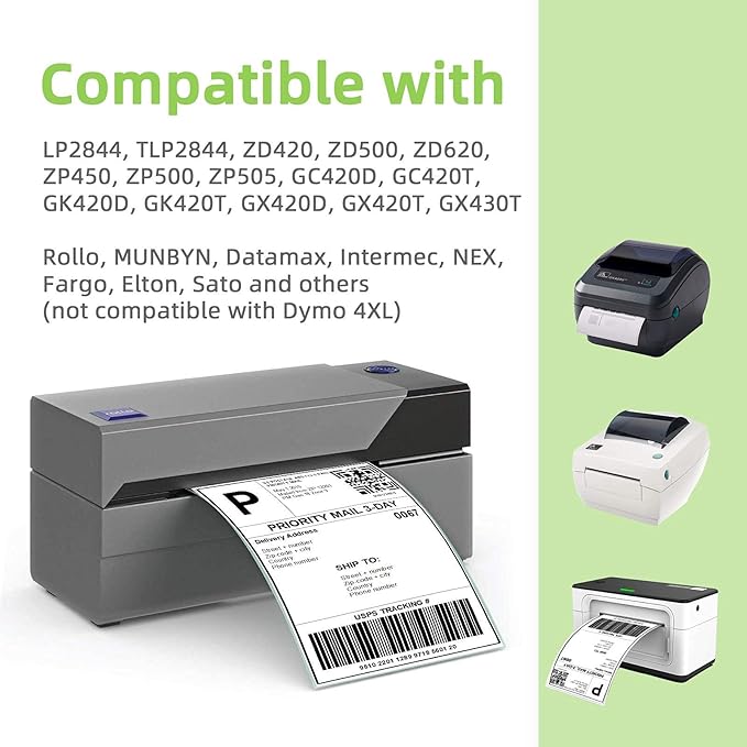 4" x 3" Direct Thermal Labels, Thermal Printer Labels for Shipping Address Barcodes, Thermal Stickers Compatible with Zebra, Rollo, Munbyn Thermal Labels Printers (12 Rolls, 500 Labels/Roll)-DeskLoop Office