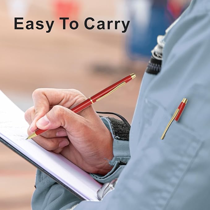 Cambond Ballpoint Pens Red Pens - Metal Black Ink 1.0 mm Medium Point Retractable Nice Pens Smooth Writing Pen for Journaling Men Women Police Uniform Office Business, 10 Pack (Red)-DeskLoop Office