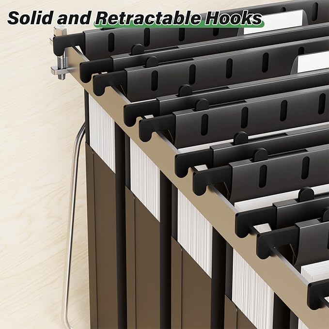 Extra Capacity Legal Size Plastic Hanging File Folders,2" Expanding Accordian Pocket with Black Insert Gasket,Heavy Duty for Filing Cabinet,Hard and Durable Hang Folders,Legal Size,12 Pack(Black)-DeskLoop Office