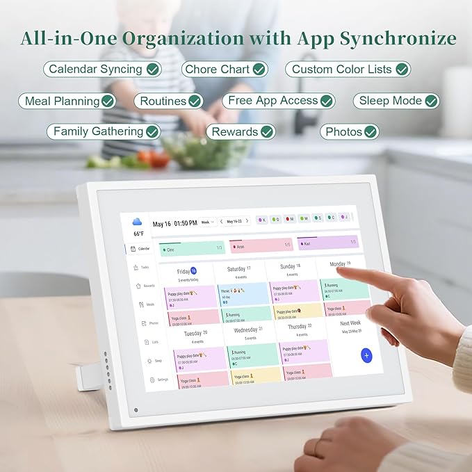 Smart Digital Calendar, 10.1" HD Smart Touch Screen Home Interactive Electron Calender WiFi Planner,Meal Schedule, Duty Chart,Achievement Rewards- Built-in Digital Photo Frame Function-DeskLoop Office