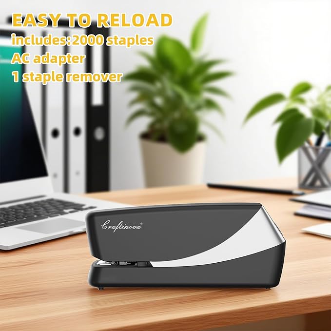 Electric Stapler, Automatic Stapler, Include 2000 Staples and 1 Staple Remover, Heavy Duty, Store 210 Staples,AC or Battery Powered, 25 Sheet Capacity.-DeskLoop Office