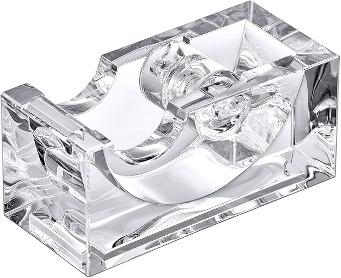 Amazing Abby - Tanya - Acrylic Tape Dispenser (1-Pack), Plastic Label Roll Holder, Clear Sticker Organizer, Perfect Office Desktop Storage Solution for Tapes, Labels, Stickers, and More-DeskLoop Office