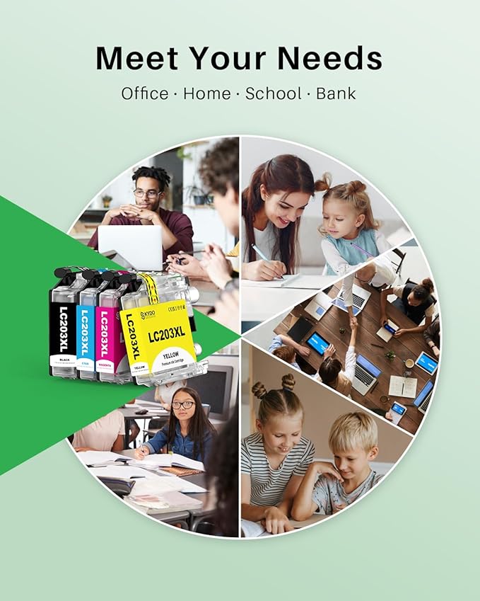 LC203XL Ink Cartridges 4 Pack Replacement for LC203 XL LC 203 Color Inks Use for MFC-J480DW MFC-J4420DW MFC-J880DW MFC-J885DW MFC-J680DW (BK/C/M/Y)-DeskLoop Office