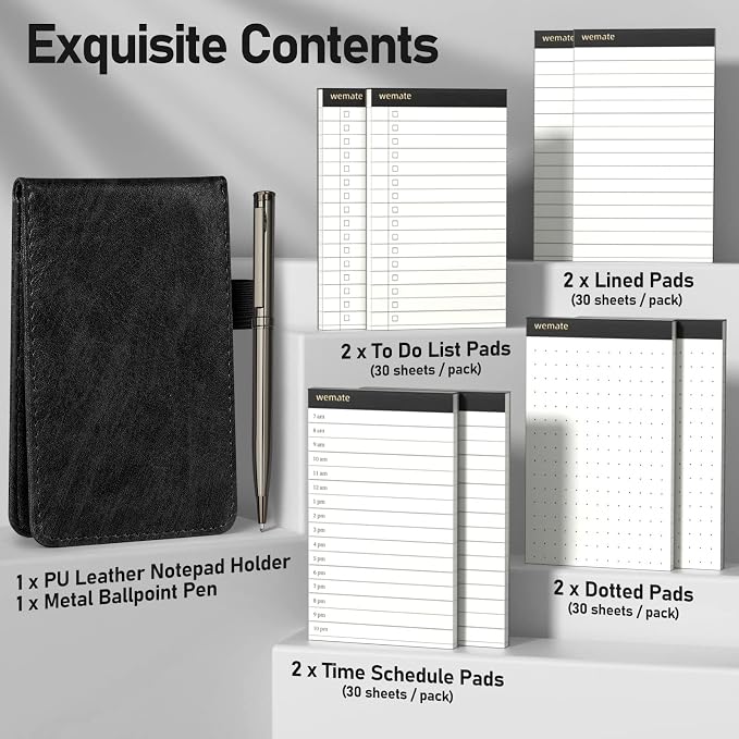 WEMATE 10 Pieces Small Notepad Holder Set Pocket Notebook - Image 8