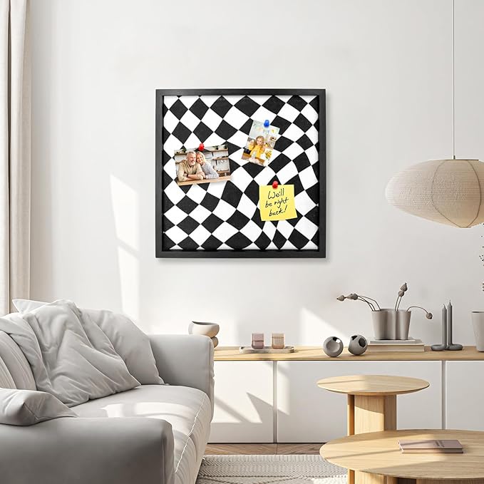 Cork Bulletin Board with Decorative Black and White Linen – 20x20 Inch Square Pin Board for Walls, Girls Vision Board for Organizing Notes, Photos & Reminders, Perfect for Office & Home-DeskLoop Office