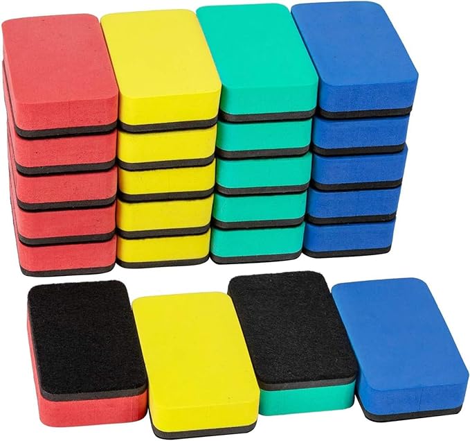 24 pcs Strong Magnetic Whiteboard Eraser - Mini Dry Erase Erasers, Small Chalkboard Cleansers Wiper for Kids Teachers Classroom Must Haves School Supply Home Office, Rectangle-DeskLoop Office