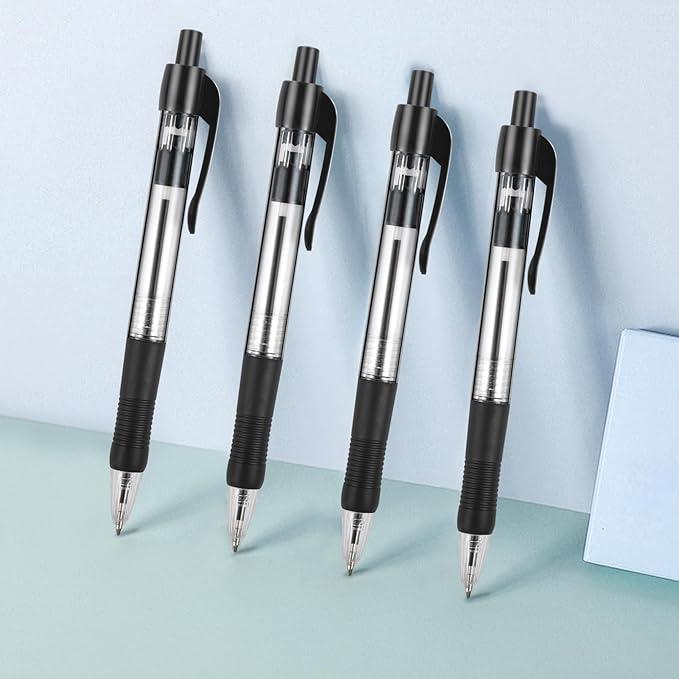 200 Pack Ballpoint Pens Bulk, Black Gel Ink Pens, 1.0 mm Medium Point Pen, Retractable Smooth Writing Pen with Comfortable Grip for Journal Writing Home Office Supplies (Black Ink)-DeskLoop Office