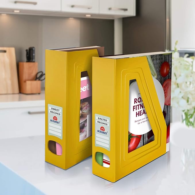 Acrimet Magazine File Holder, Durable Rack, Space-Saving Organizer (Plastic) (Yellow Color) (2 pack)-DeskLoop Office