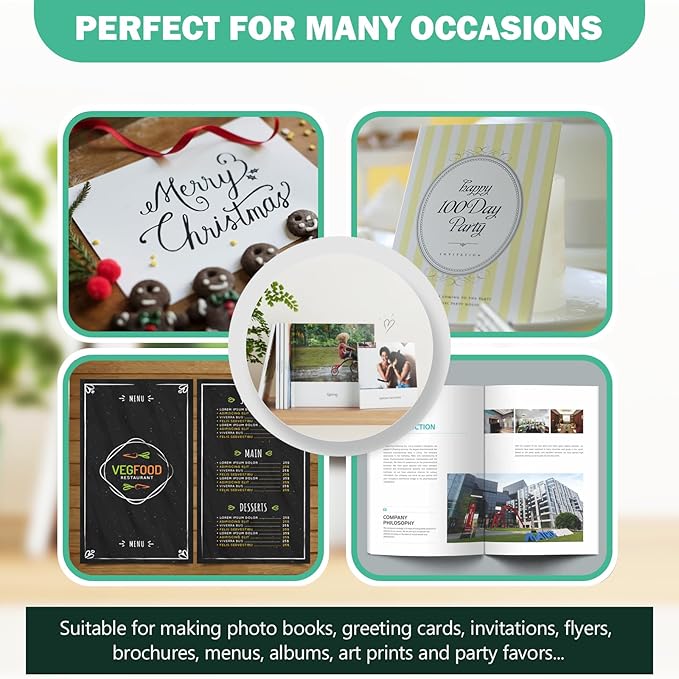 Double Sided Glossy Photo Paper 11x17, Thick Glossy Paper for Cardstock, 100 Sheets 61lb for Inkjet Printer-DeskLoop Office