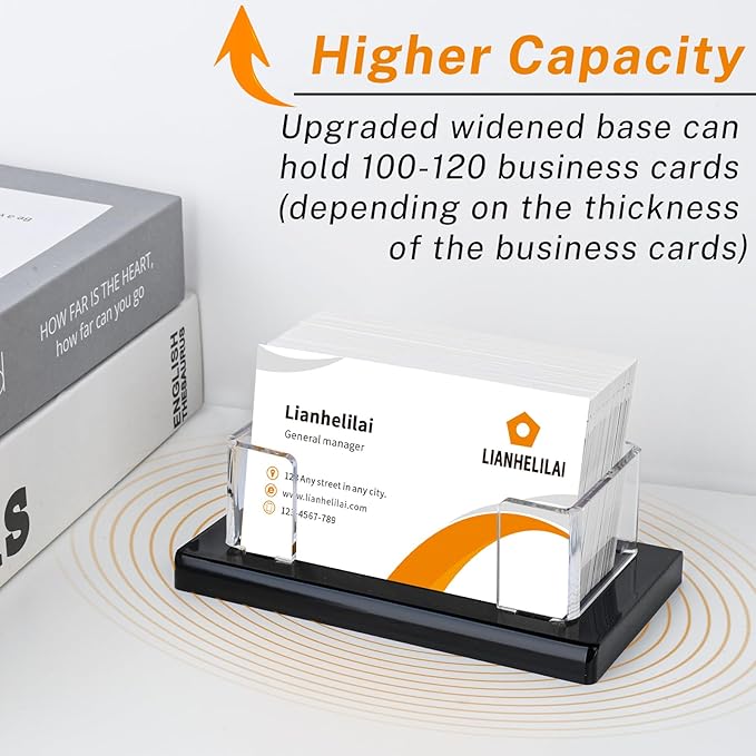 2Pack Acrylic Business Card Holder Black Enlarged Holds 120 Cards for Office/Exhibition/Restaurant Desk/Counter Display Name Card Organizer Stand-DeskLoop Office