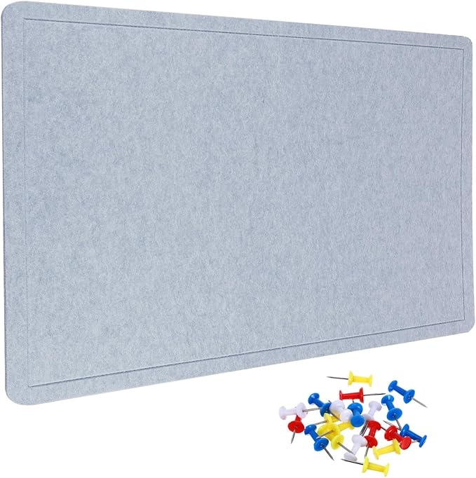 YOKIVE Felt Bulletin Board, 48 x 36 -Inch Foldable Decorative Pin Board Self Adhesive Felt Cork Board with 20 Pushpins, Great for Wall, Photo Display, Paste Note, Schedule(Light Gray)-DeskLoop Office