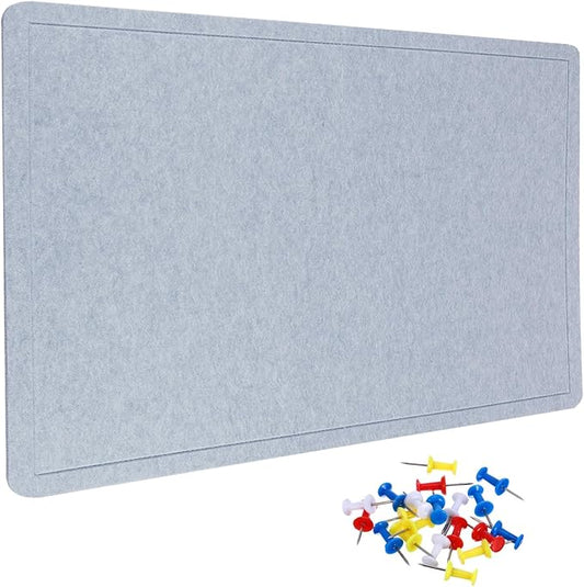 YOKIVE Felt Bulletin Board, 48 x 36 -Inch Foldable Decorative Pin Board Self Adhesive Felt Cork Board with 20 Pushpins, Great for Wall, Photo Display, Paste Note, Schedule(Light Gray)-DeskLoop Office