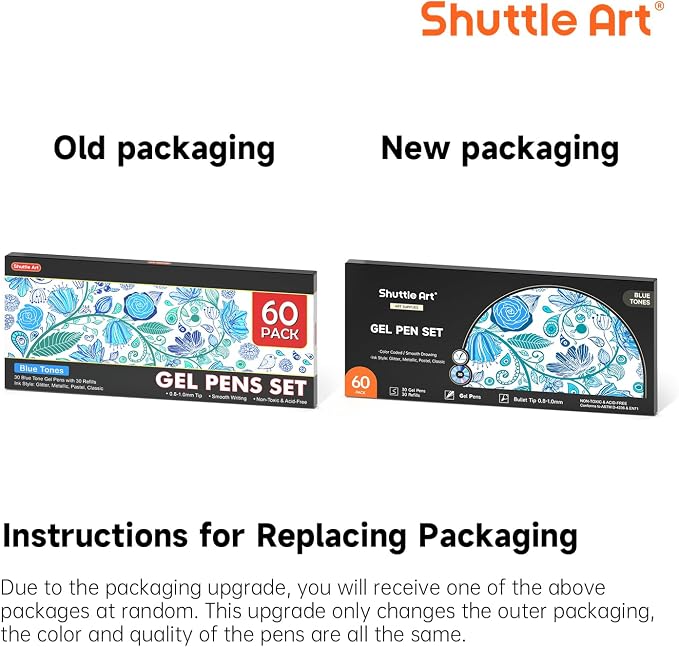 Shuttle Art 60 Pack Blue Tone Gel Pens, 30 Blue Tone Gel Pens - Image 8