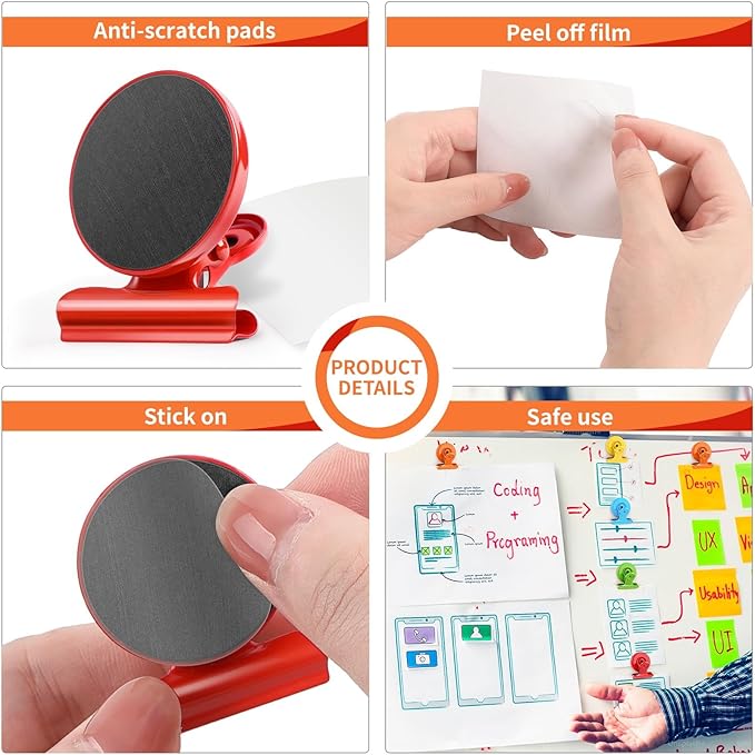 VNDUEEY 20 Pack Multicolored Magnetic Clips for Refrigerator Magnets Magnetic Clips for Fridge and Whiteboard Magnets for Home Office School-DeskLoop Office