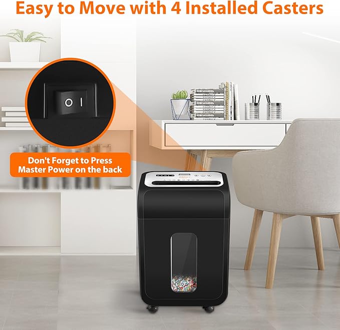 Paper Shredder for Home Office14-Sheet 60-Mins Micro Cut Shredder with US Patented Blade,Shred Card/CD/Clip/Staple,for Home Use Heavy Duty,AUTO Jam Proof,5.3-Gallon Pullout Bin(ETL)-DeskLoop Office