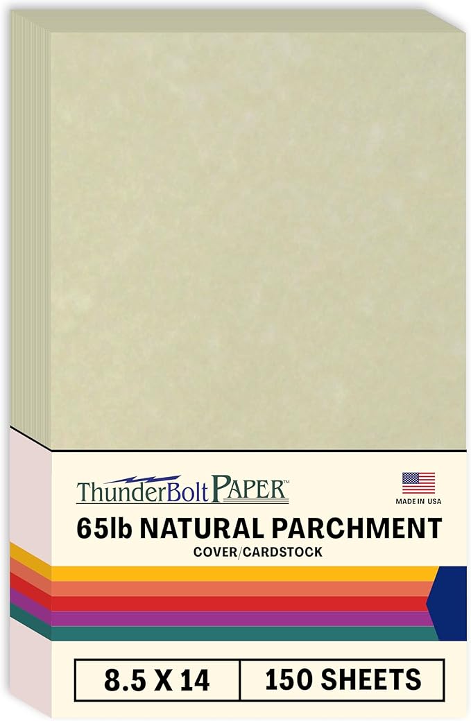 150 Natural Parchment 65lb Cover Paper Sheets 8.5X14 Inches Cardstock Weight Colored Sheets 8.5" X 14" (8.5X14 Inches) Legal|Menu Size - Printable Old Parchment Semblance-DeskLoop Office