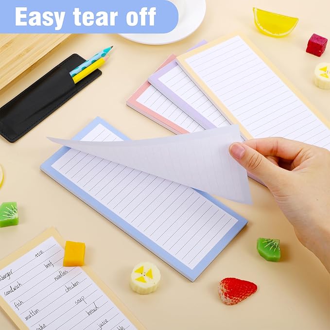 4 Pack Magnetic Note Pad for Fridge with Pen Holder, Totally 200 Sheets Magnetic To Do List, Grocery List, Shopping List, Memo Pads for Refrigerator(Light Color)-DeskLoop Office