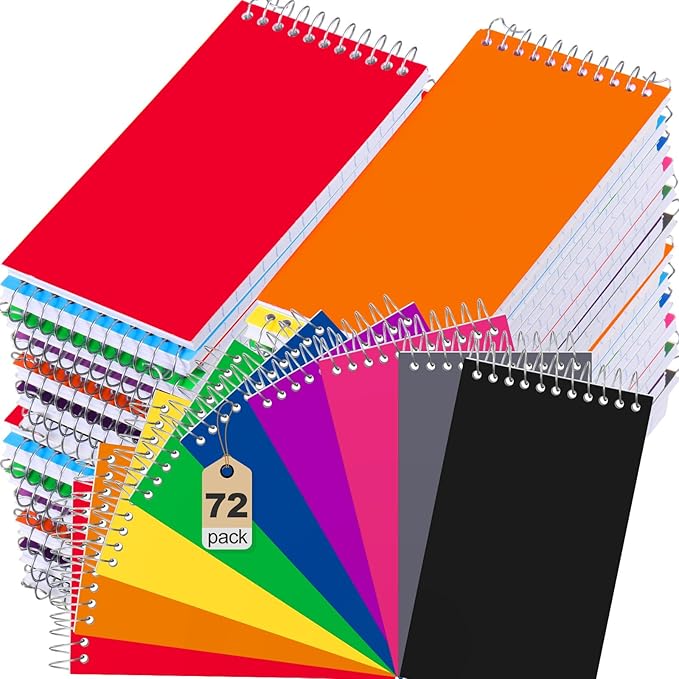 72 Pcs Small Pocket Notebooks 3 x 5 Inch Mini Memo Spiral Notepads Top Bound College Ruled Lined Note Pads for Back School Office Journaling Noting, 75 Sheets/Pad (Rainbow)-DeskLoop Office