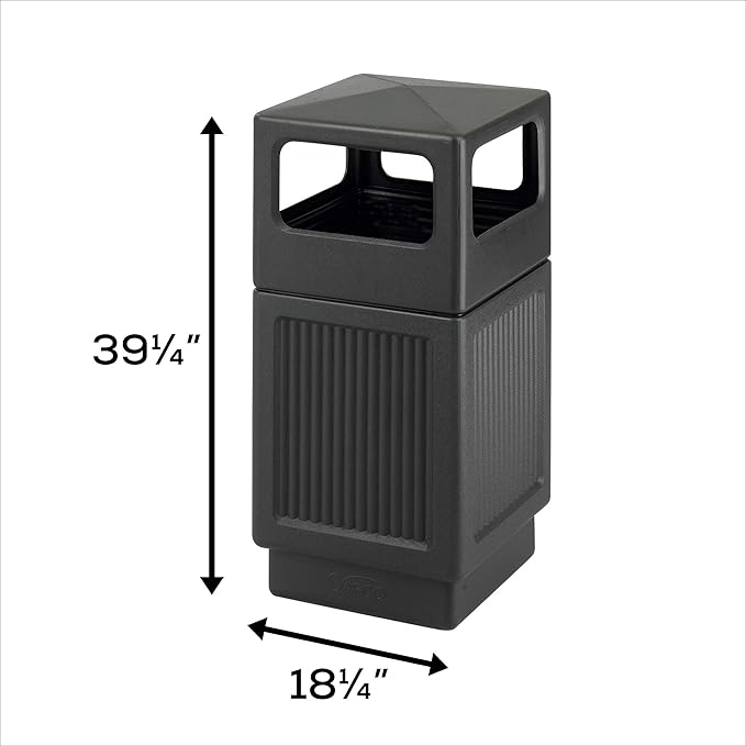 Safco Canmeleon Trash Can, 38 Gallons, Indoor and Outdoor Use, Durable & Weather-Resistant Commercial Garbage Can, Black-DeskLoop Office