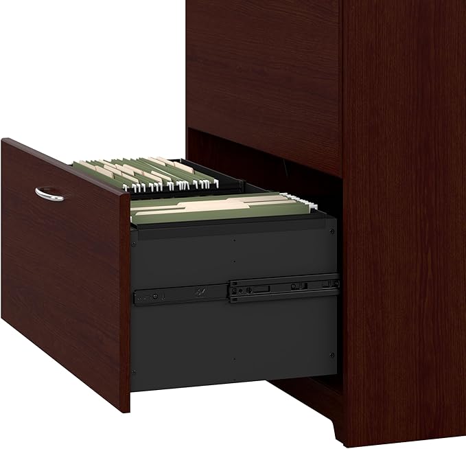 Bush Furniture Cabot 2 Drawer Lateral File Cabinet in Harvest Cherry, Home Office Chest for Letter, Legal, and A4-size Document Storage-DeskLoop Office