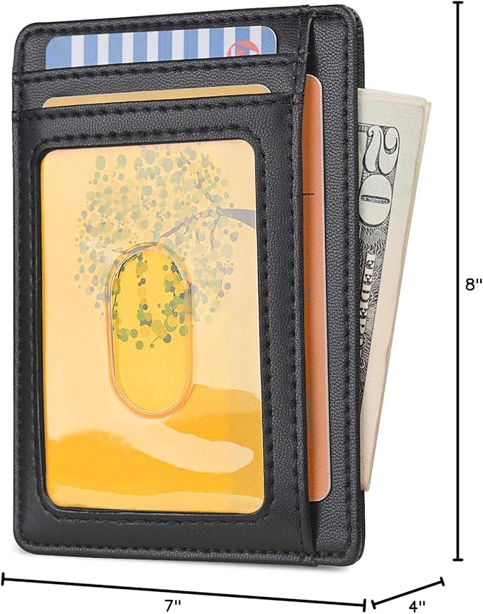 Buffway Slim Minimalist Front Pocket RFID Blocking Leather Wallets - Image 6