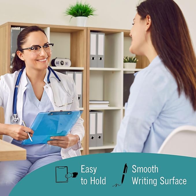 Plastic Clipboards, 6 Assorted Colors Transparent Clip Boards, A4 Letter Size 12.5 x 9 Inch, Low Profile Clip, Office, School Supplies for Students, Teachers, Nurses-DeskLoop Office