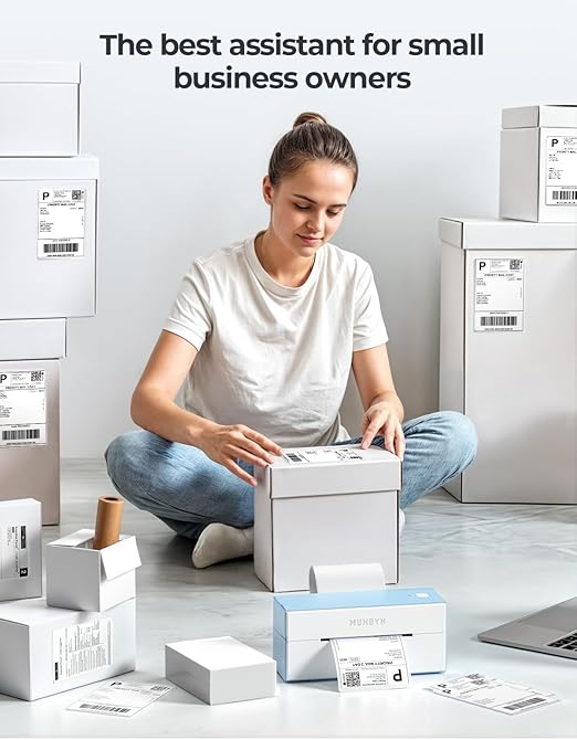 MUNBYN Bluetooth Thermal Label Printer, 4x6 Shipping Label Printer for Shipping Packages, Compatible with iOS, Android, PC, Mac, Chrome OS, Etsy, Ebay, Shopify, Amazon, USPS and More-DeskLoop Office