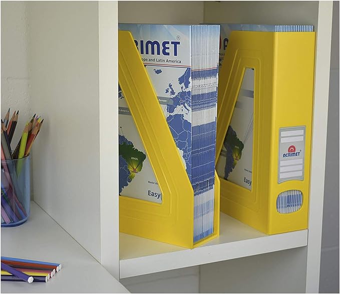 Acrimet Magazine File Holder, Durable Rack, Space-Saving Organizer (Plastic) (Yellow Color) (2 pack)-DeskLoop Office