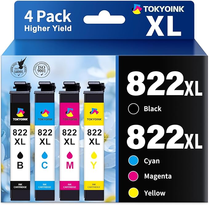 822XL Ink Cartridges Combo Pack Remanufactured Replacement for Epson 822 Ink Cartridge 822 XL T822XL for Workforce Pro WF-3820 WF-3823 WF-4820 WF-4830 WF-4833 WF-4834 Printers Ink (4 Pack)-DeskLoop Office