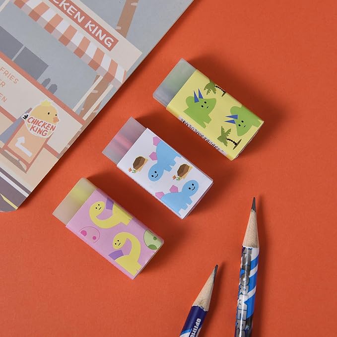 18 Pack Colorful Dinosaur Jelly Erasers for Kids, Kawaii School Supplies Prize Gifts Party Favors-DeskLoop Office