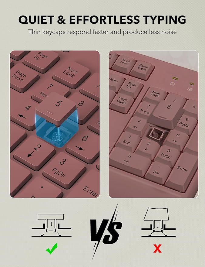 Wireless Keyboard and Mouse Combo - Full-Sized Ergonomic Keyboard with Wrist Rest, Phone Holder, Sleep Mode, Silent 2.4GHz Cordless Keyboard Mouse Combo for Computer, Laptop, PC, Mac, Windows-DeskLoop Office