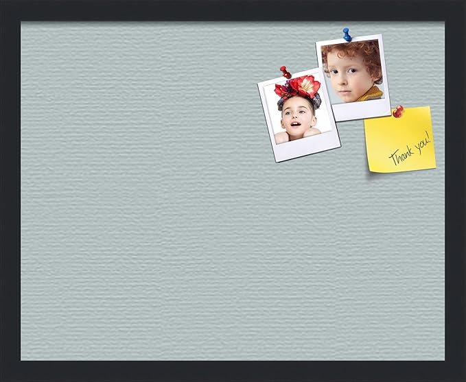 PinPix 20x16 Inch Cork Bulletin Board. This Decorative Framed Pin Board Comes with Soft Blue Design and a Satin Black Frame. Ideal for Home Office Decor or Message Board (PinPix-1814)-DeskLoop Office