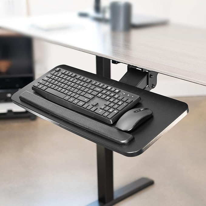 VIVO Adjustable Computer Keyboard & Mouse Platform Tray Ergonomic Under Table Desk Mount Drawer Underdesk Shelf (MOUNT-KB03B)-DeskLoop Office