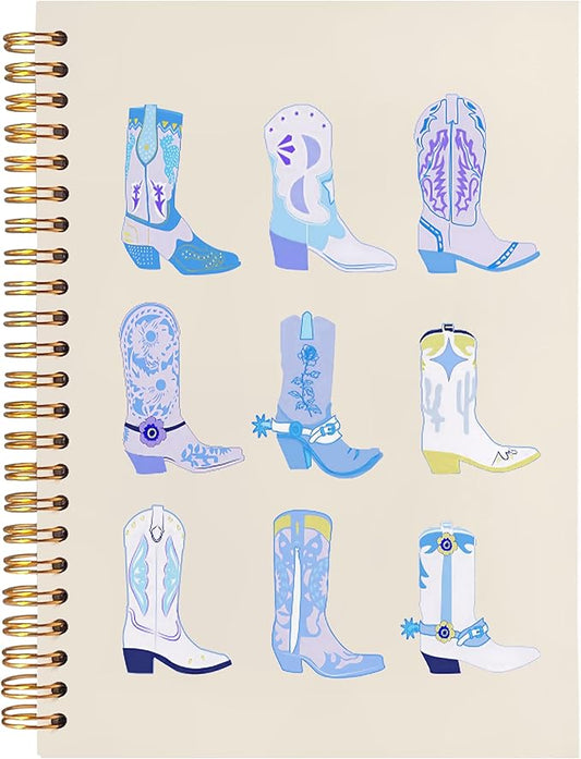 BearCake Blue Cowgirl Boot Notebook, Cowgirl Stuff, Cowgirl Gifts, Western Office Supplies, Western Stuff for Women, Boho Western Notebook Journal 5.5x8.3-DeskLoop Office