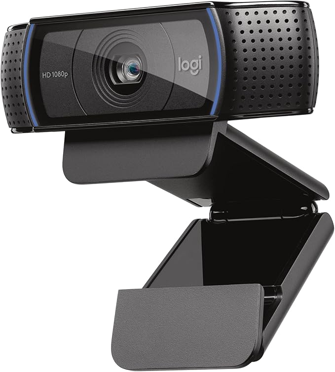Logitech C920x HD Pro Webcam, Full HD 1080p/30fps Video, Clear Audio, HD Light Correction, PC Camera Webcam, Works with Skype, Zoom, Facetime, PC, Laptop, Mac, Tablet - Black-DeskLoop Office
