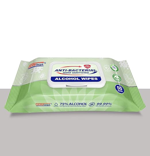 Germisept 75% Alcohol Advanced Hand Sanitizing Wipes | 50 Count per Pack x Pack of 3 = 150 Wipes-DeskLoop Office