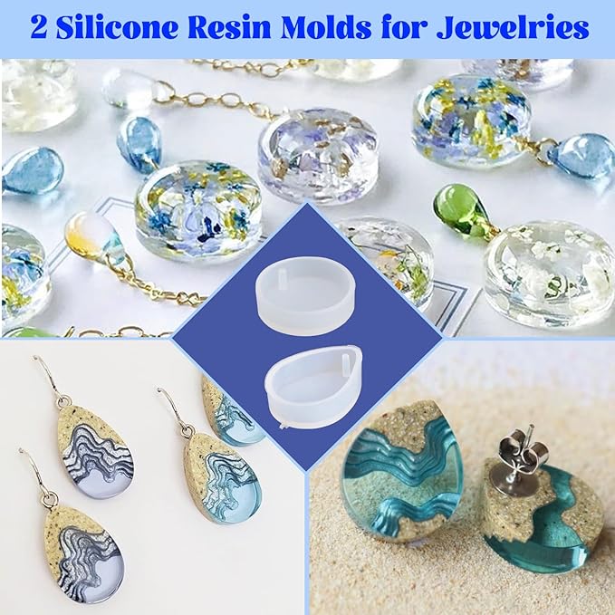 Bsrezn 100g UV Resin Hard with 2 Molds, 2 Pairs of Gloves and 1 Stirring Stick Crystal Clear Premixed Resina UV for Jewelry Making (100g)