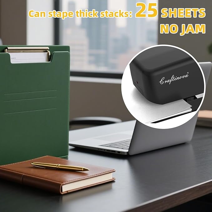 Electric Stapler, Automatic Stapler, Include 2000 Staples and 1 Staple Remover, Heavy Duty, Store 210 Staples,AC or Battery Powered, 25 Sheet Capacity.-DeskLoop Office