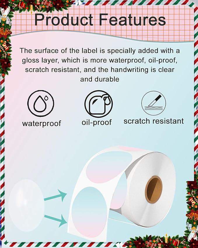 2''×2‘’ Round Circle Thermal Sticker Labels, Self-Adhesive 2 Inch Circle Direct Thermal Labels, Multi-Purpose Sticker Labels for DIY Logo Design,Name Tag,QR Code, 500 Labels/1 Roll, Gradient-DeskLoop Office