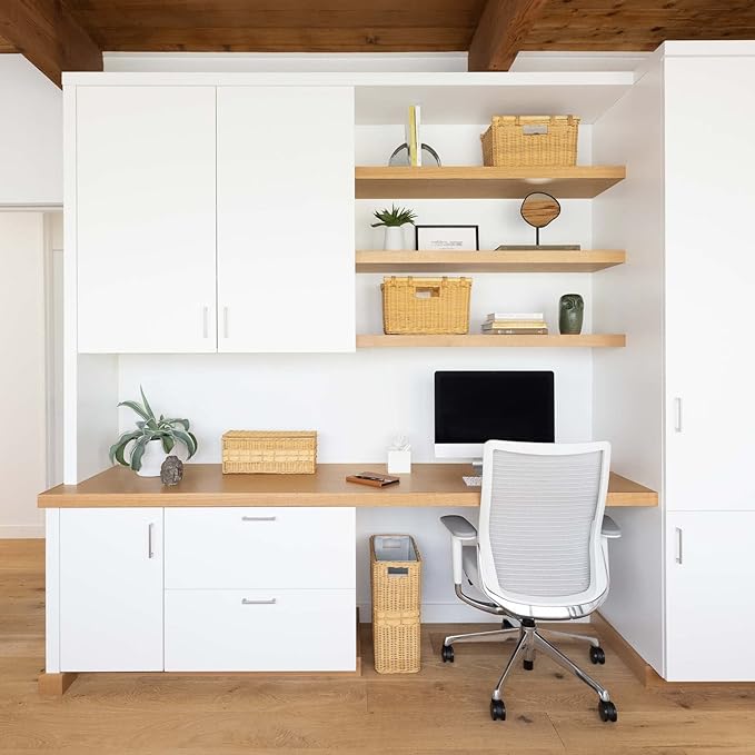 The Basket Lady Large Rectangular Wicker Waste Basket with Metal Liner, 14.5 in L x 9 in W x 18 in H, Sandstone-DeskLoop Office