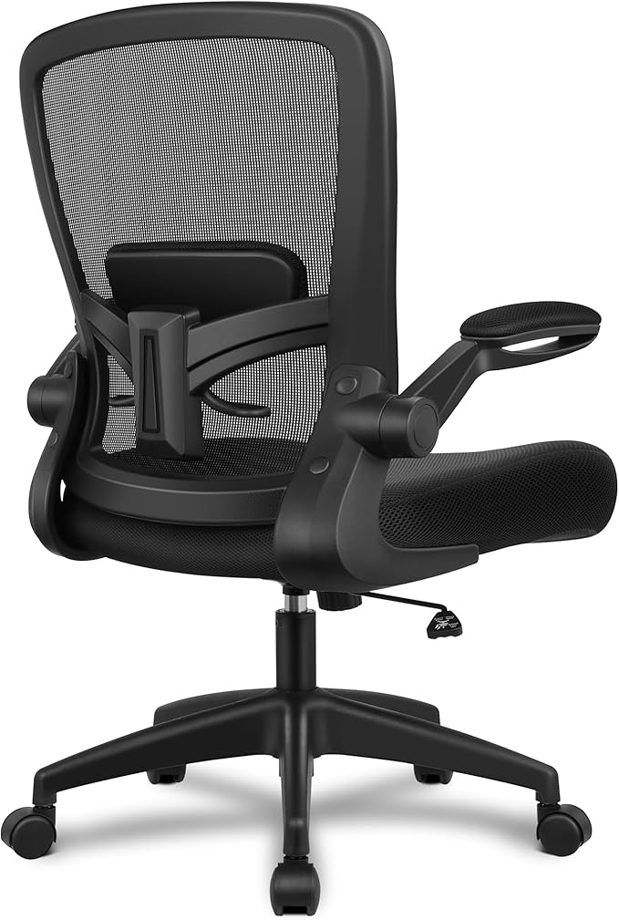 FelixKing Office Chair, Ergonomic Desk Chair Breathable Mesh Chairs with Adjustable High Back Lumbar Support Flip-up Armrests, Executive Swivel Comfy Task Computer Chairs for Home Office Black-DeskLoop Office