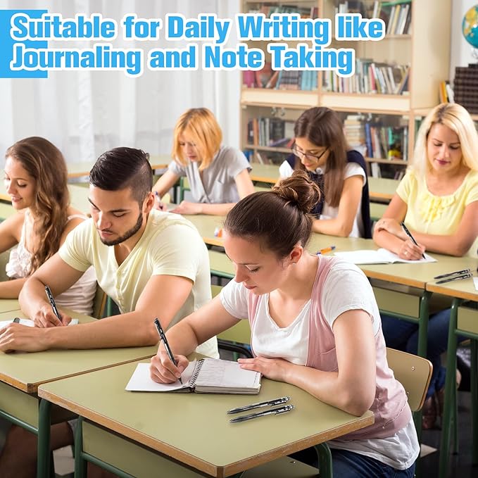 150 Pack Black Ballpoint Pens Bulk 1.0mm Ink Medium Point Retractable Rollerball Pens Smooth Writing Quick Dry No Smudge for Office, School, Journaling Medium Tip Ball Pen Set-DeskLoop Office