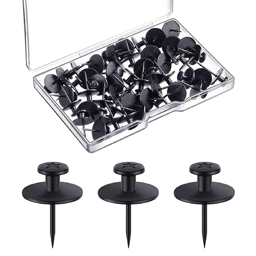 Hotop Push Pins Picture Hangers Double Headed Thumb Tacks Wall Hooks for Wall Hangings Picture Hangers Nails Small Photo Hanging Hook Pins for Home Office Photo Decor(Black,50 Pieces)-DeskLoop Office