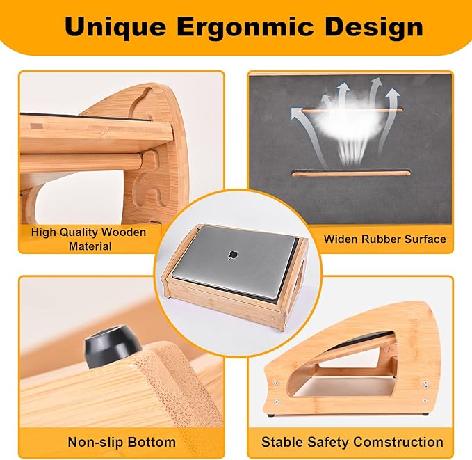 Bamboo Under Desk Footrest, Ergonomic Foot Rest with 4 Height Position Office Footrest, Improves Posture and Blood Circulation, Portable Step Stool for Home and Office (Standard)-DeskLoop Office