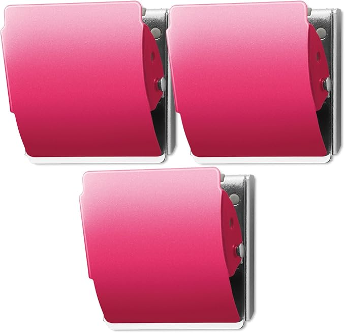 Plus Extra Strong Magnetic Clips, Large 3-Pack, Red-DeskLoop Office