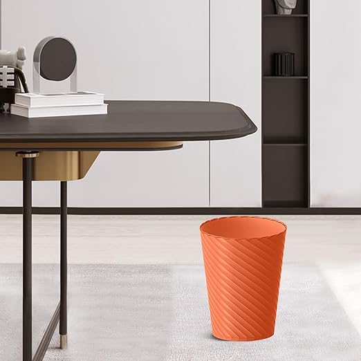 Bathroom Trash Can, 3 Pack 1.8 Gallons Small Trash Can with Trash Bags, Bathroom Garbage Can, Plastic Trash Bin, Round Waste Basket for Bedroom, Office, Kitchen, Compact Space (Orange)-DeskLoop Office