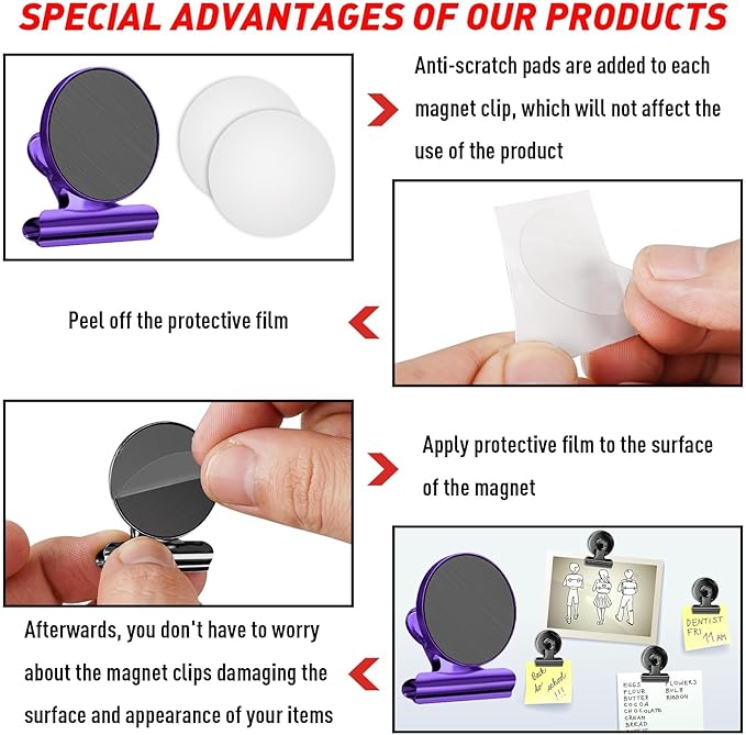 FINDMAG 48 Pack Magnetic Clips for Photo ANG Picture Display, Strong Scratch-Free Refrigerator Magnets, Heavy Duty Clips for Picture Hanging, Whiteboard, Kitchen, Office, School Use.-DeskLoop Office