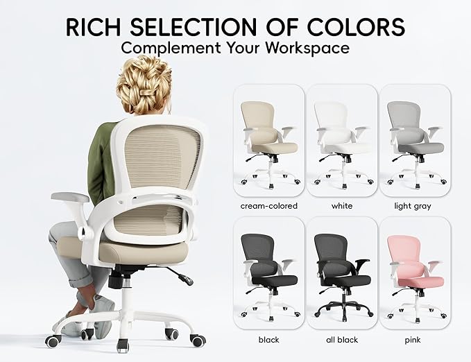 TRALT Office Chair - Ergonomic Office Chair with Back Support, Home Office Desk Chairs, Comfy Desk Chair, Computer Chair, 330lbs Wide Seat Big and Tall Office Chairs for Office Workers (Beige)-DeskLoop Office
